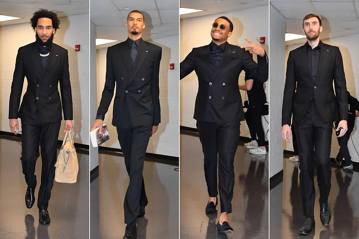 San Antonio Spurs Rock Matching Black Suits in Intimidating Move Before Dominant Playoff Win