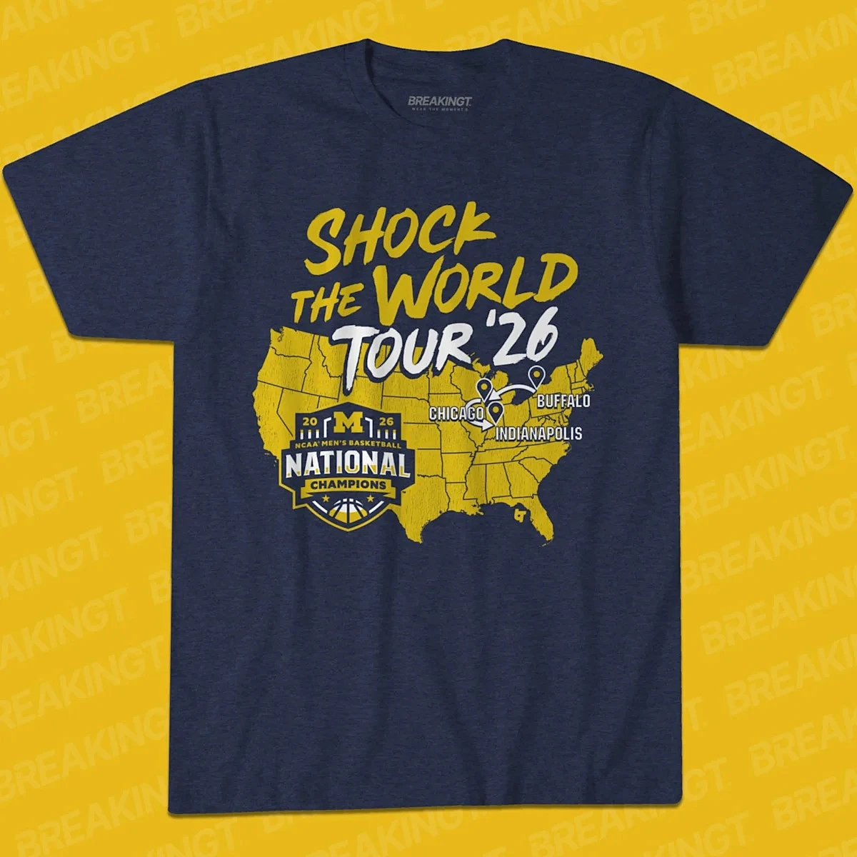 Celebrate Michigan’s National Championship with this ‘Shock the World Tour’ shirt - Image 1