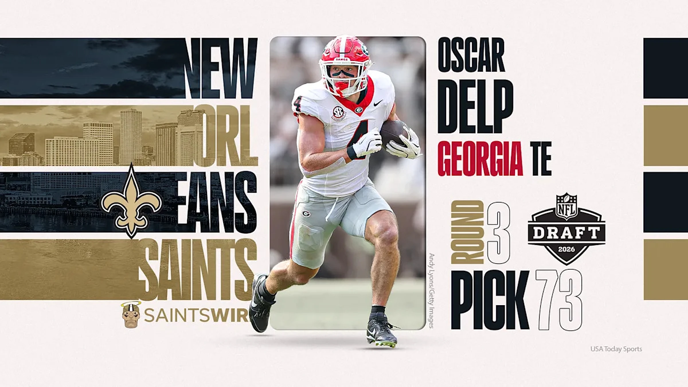 New Orleans Saints draft Georgia tight end Oscar Delp at pick No. 73