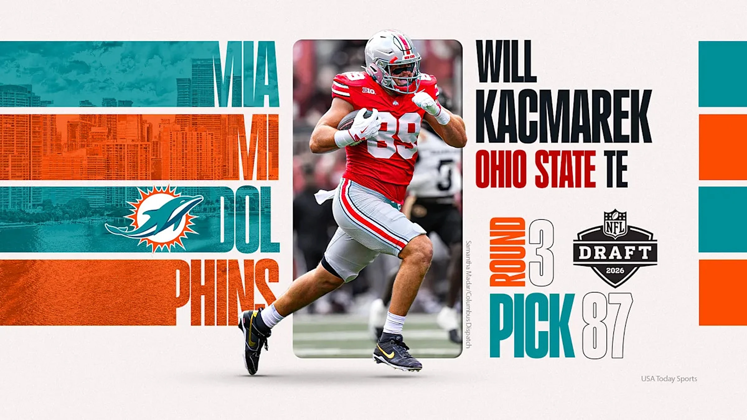 Dolphins select national champion TE in third round of 2026 NFL draft