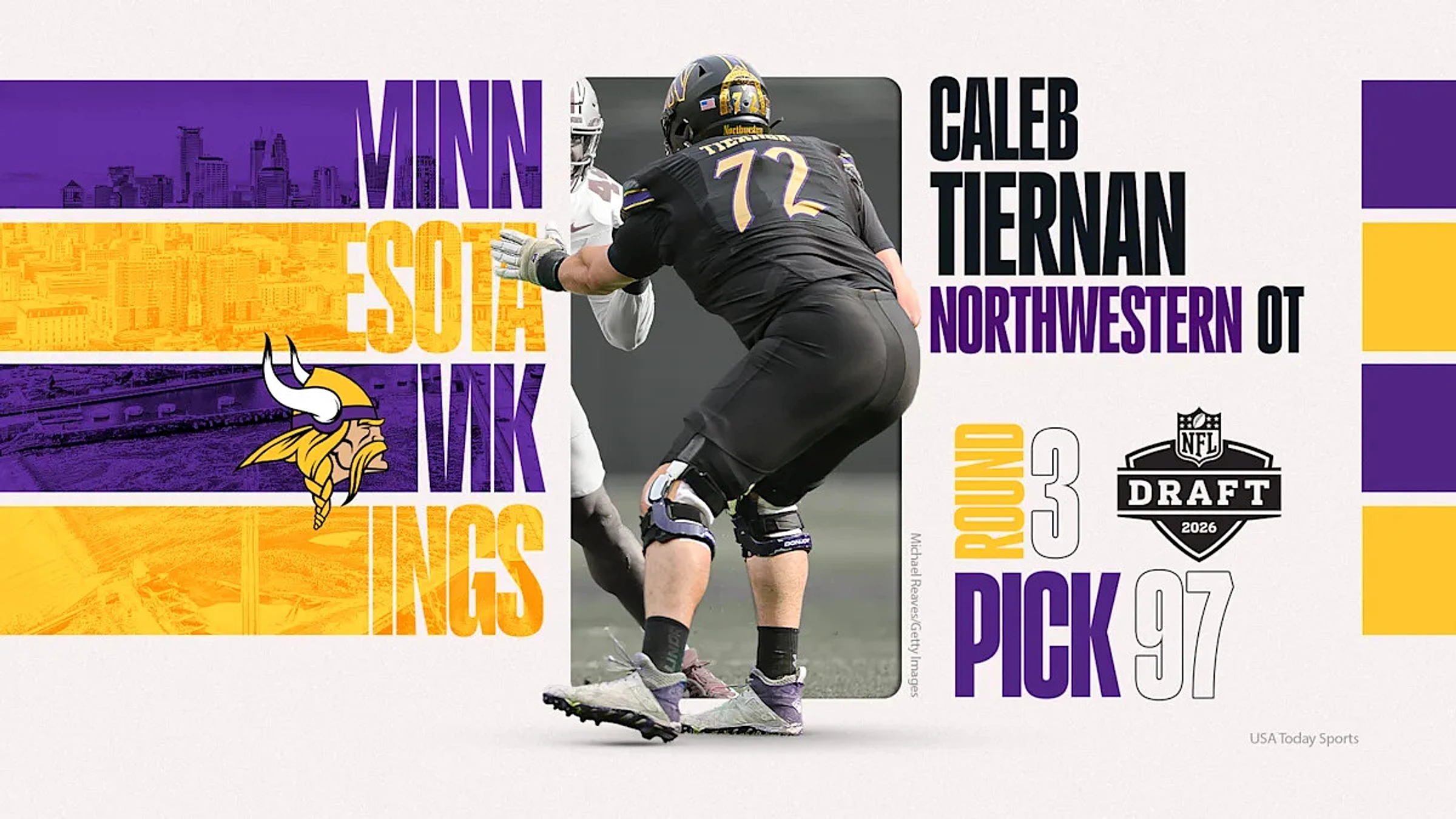 Vikings select OL Caleb Tiernan in Round 3 of the 2026 NFL Draft