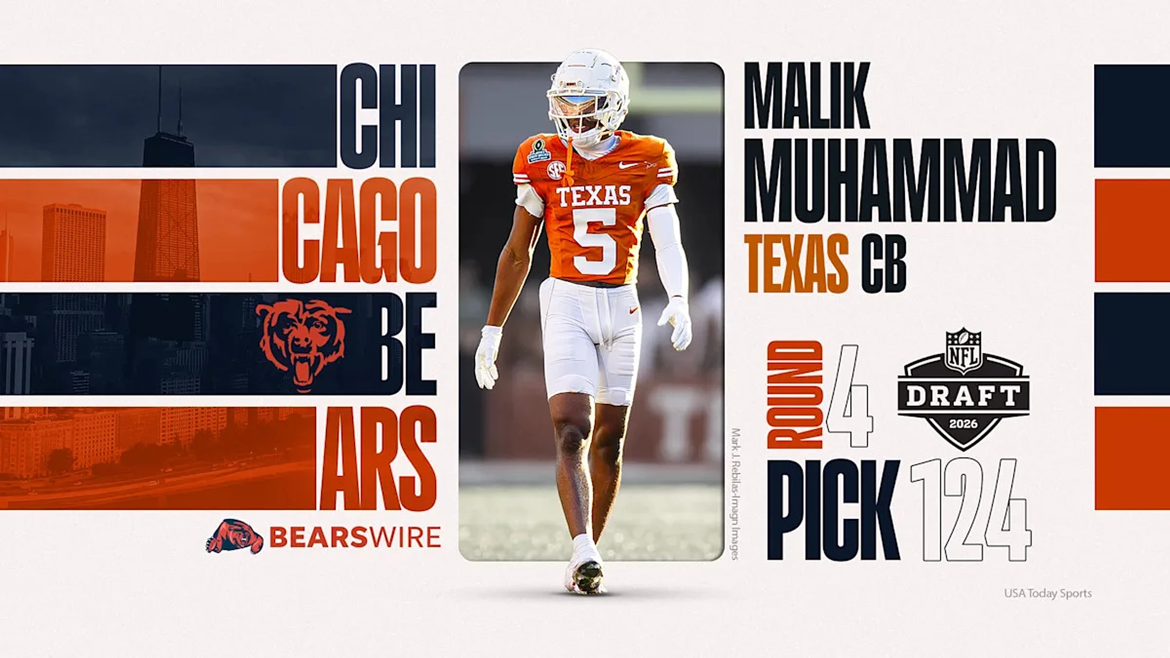 Bears select CB Malik Muhammad with 124th pick in 2026 NFL Draft