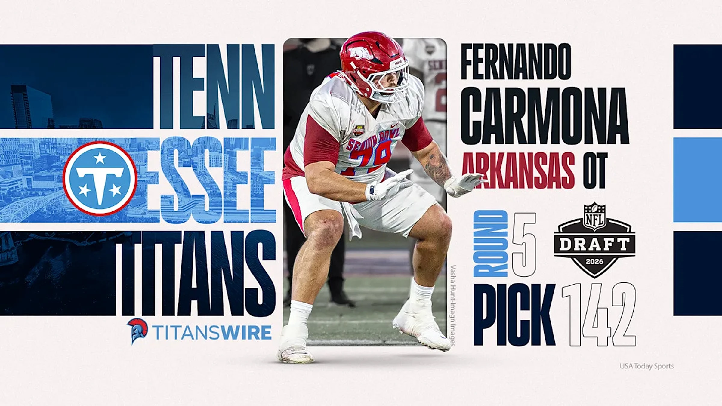 2026 NFL Draft: Tennessee Titans select G Fernando Carmona in Round 5
