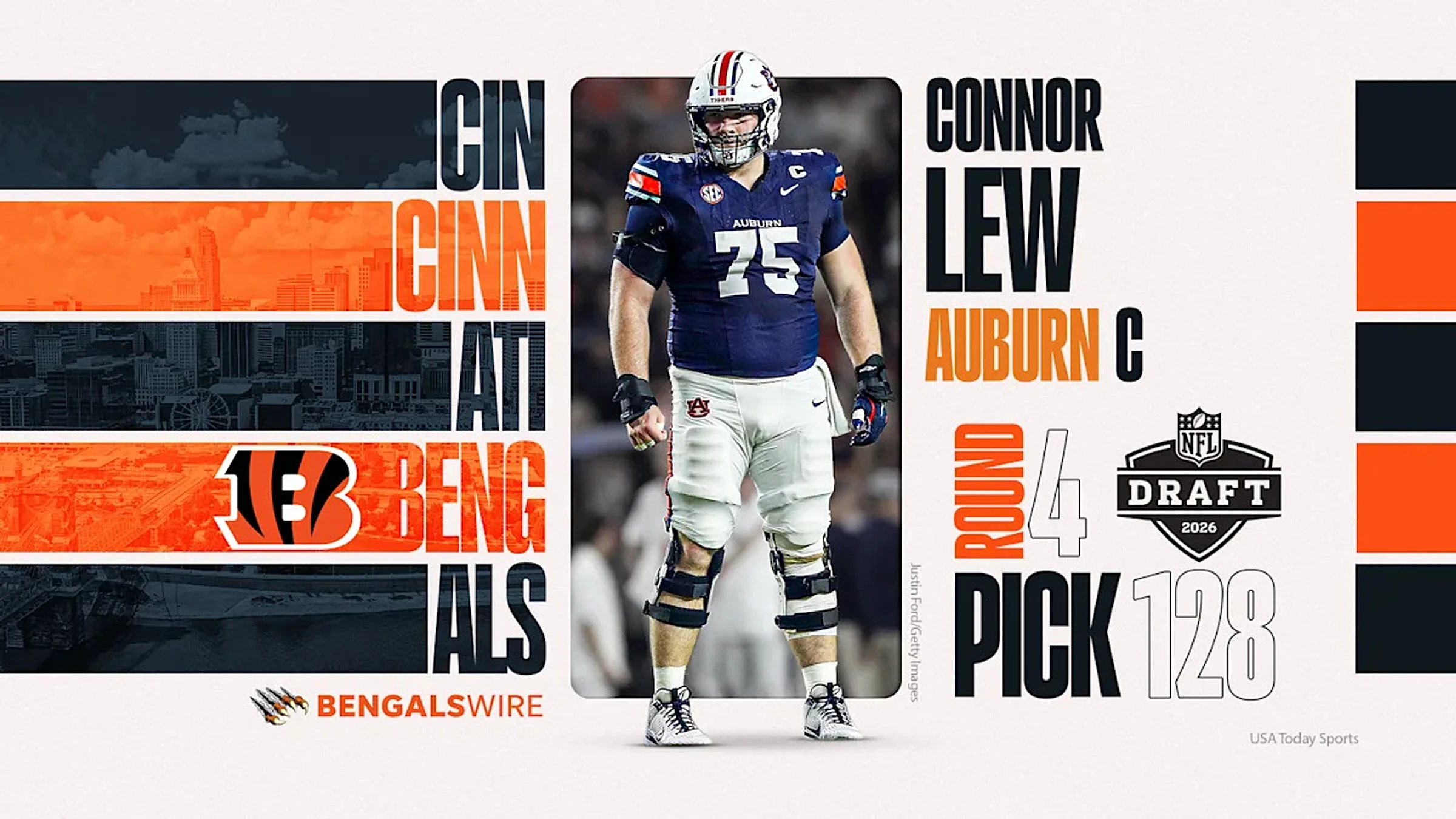 Bengals select Auburn center Connor Lew in fourth round of NFL draft