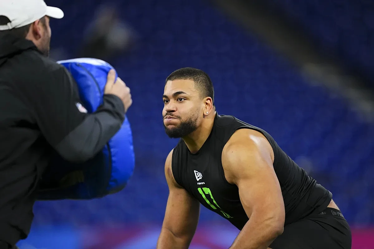 The 49ers have selected an offensive tackle with their final pick in the NFL Draft