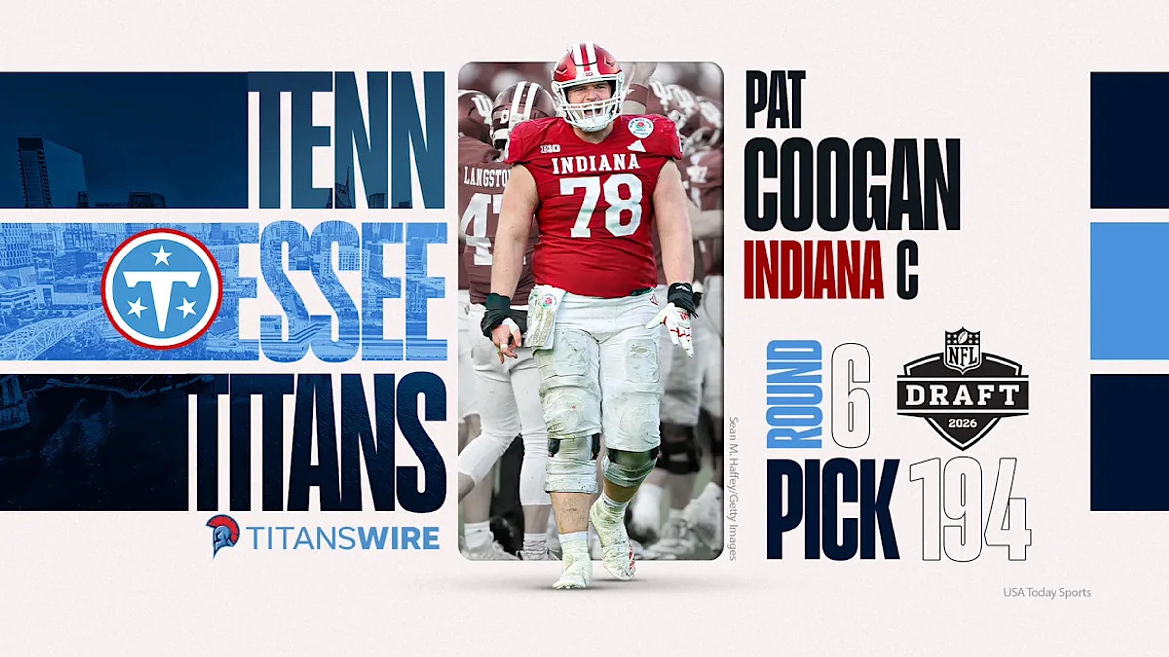 2026 NFL draft: Tennessee Titans select C Pat Coogan in Round 6