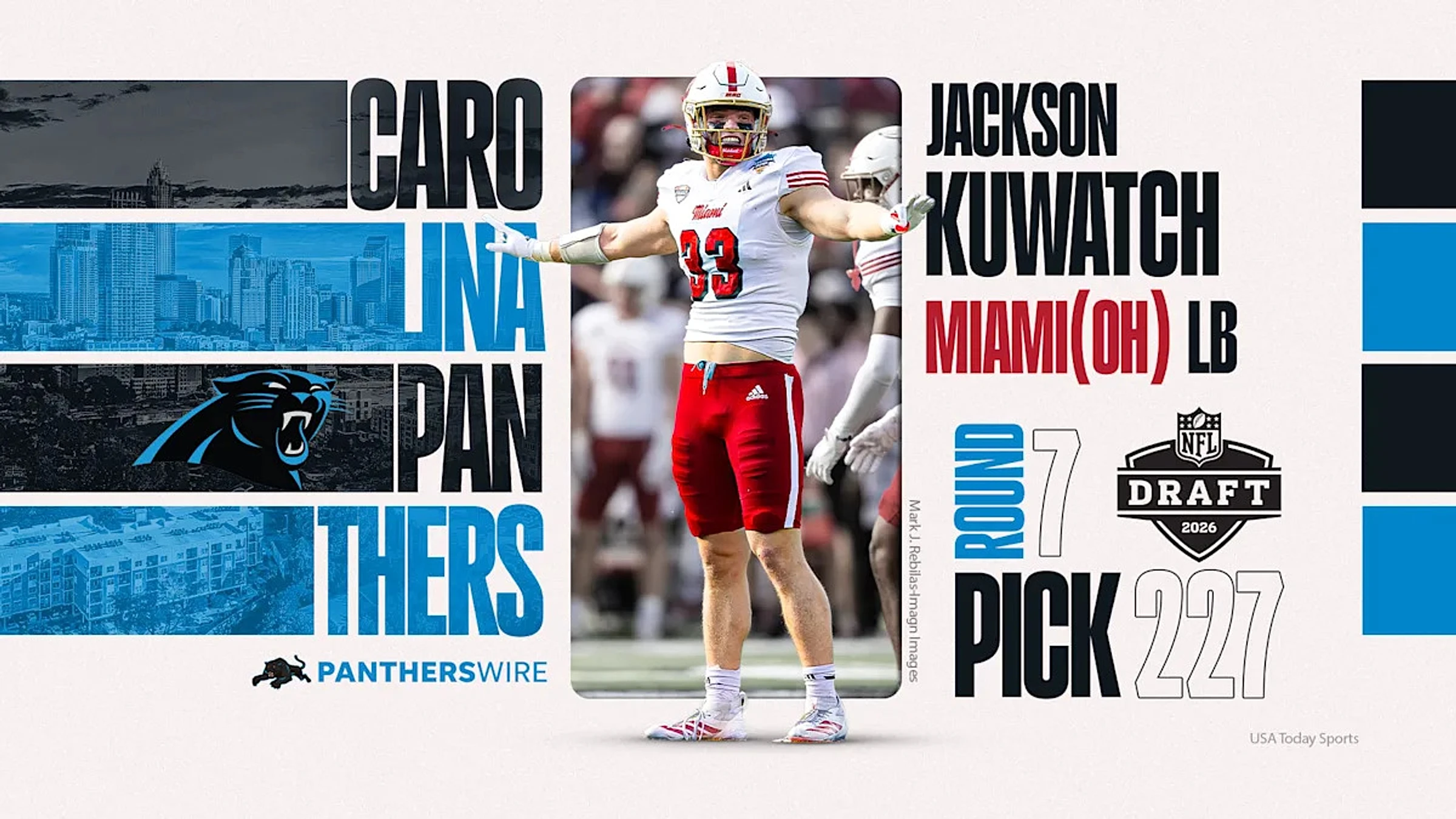 Panthers select LB Jackson Kuwatch with 227th pick of 2026 draft