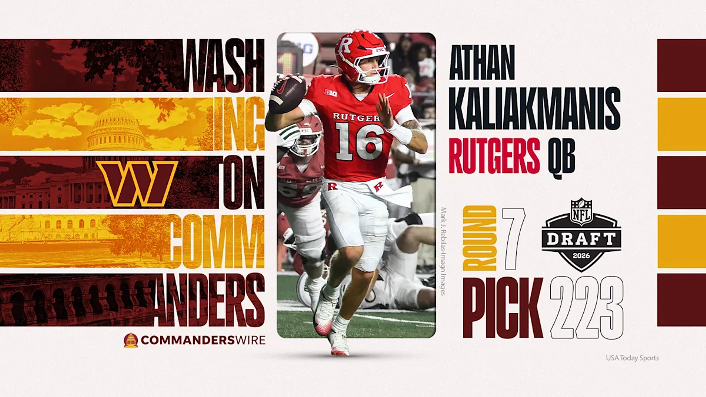 Commanders select Rutgers QB Athan Kaliakmanis in 2026 NFL Draft