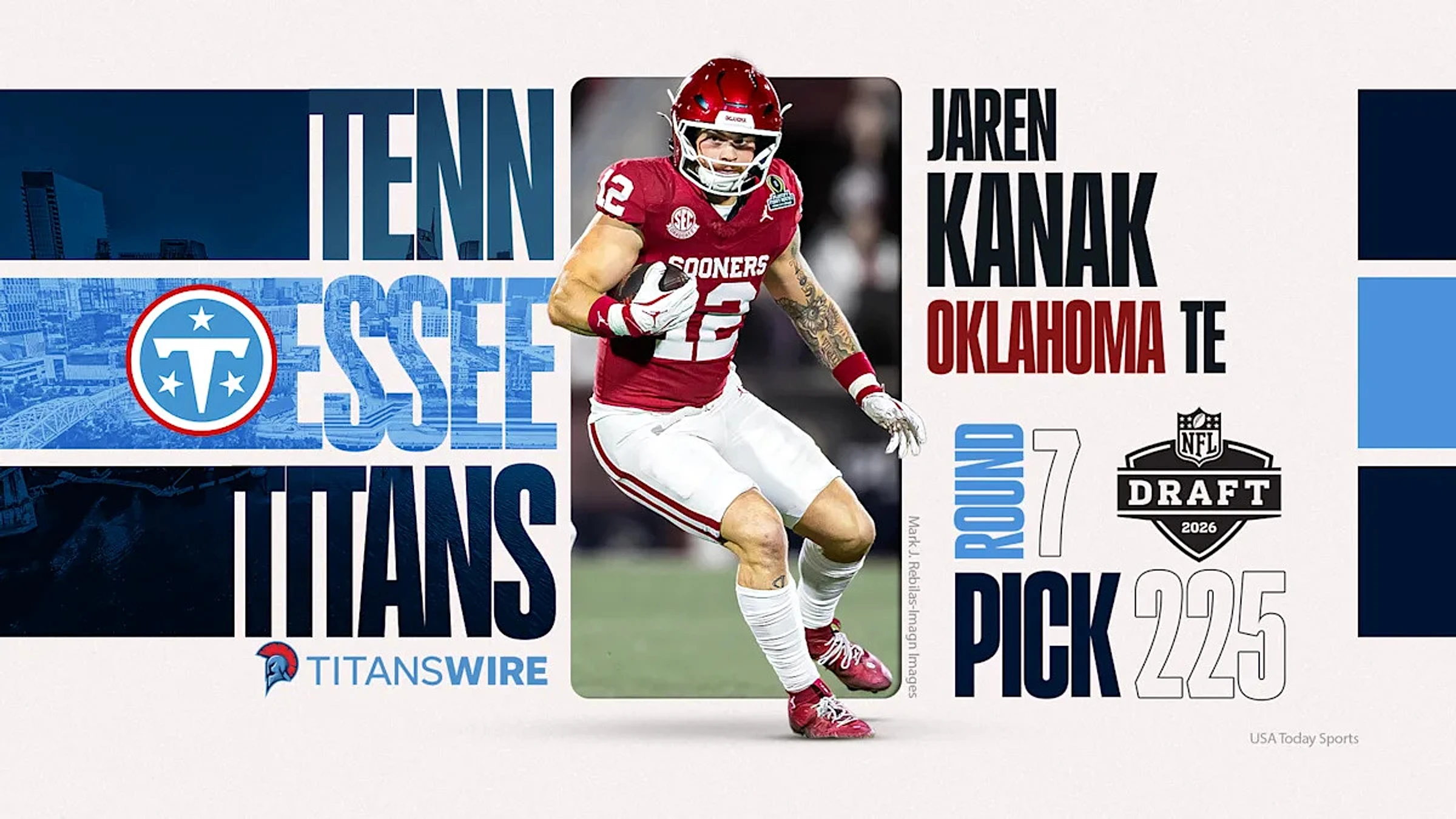 2026 NFL draft: Tennessee Titans select TE Jaren Kanak in Round 7