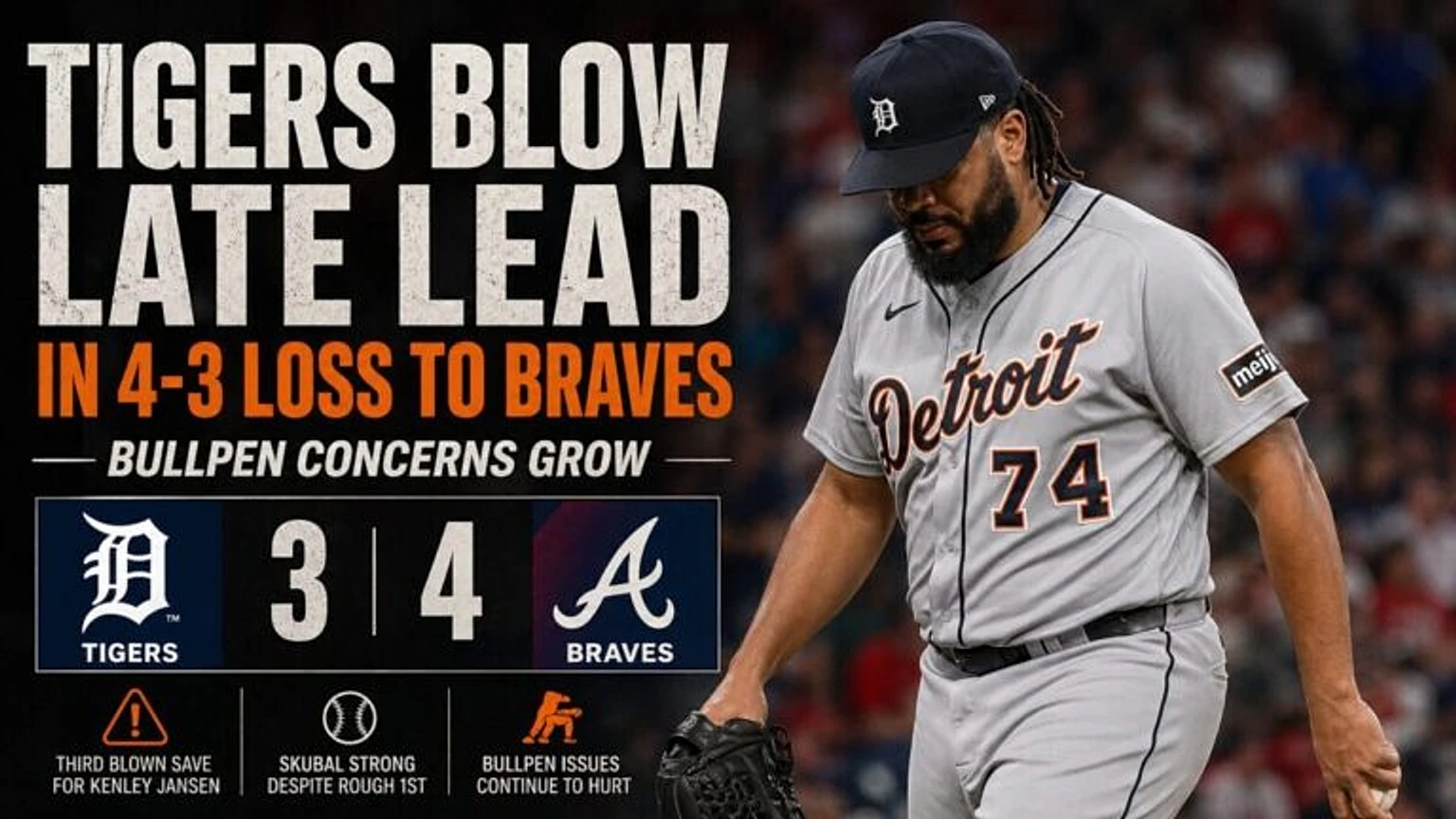Tigers blow late lead in 4-3 loss to Braves as bullpen concerns grow - Image 1