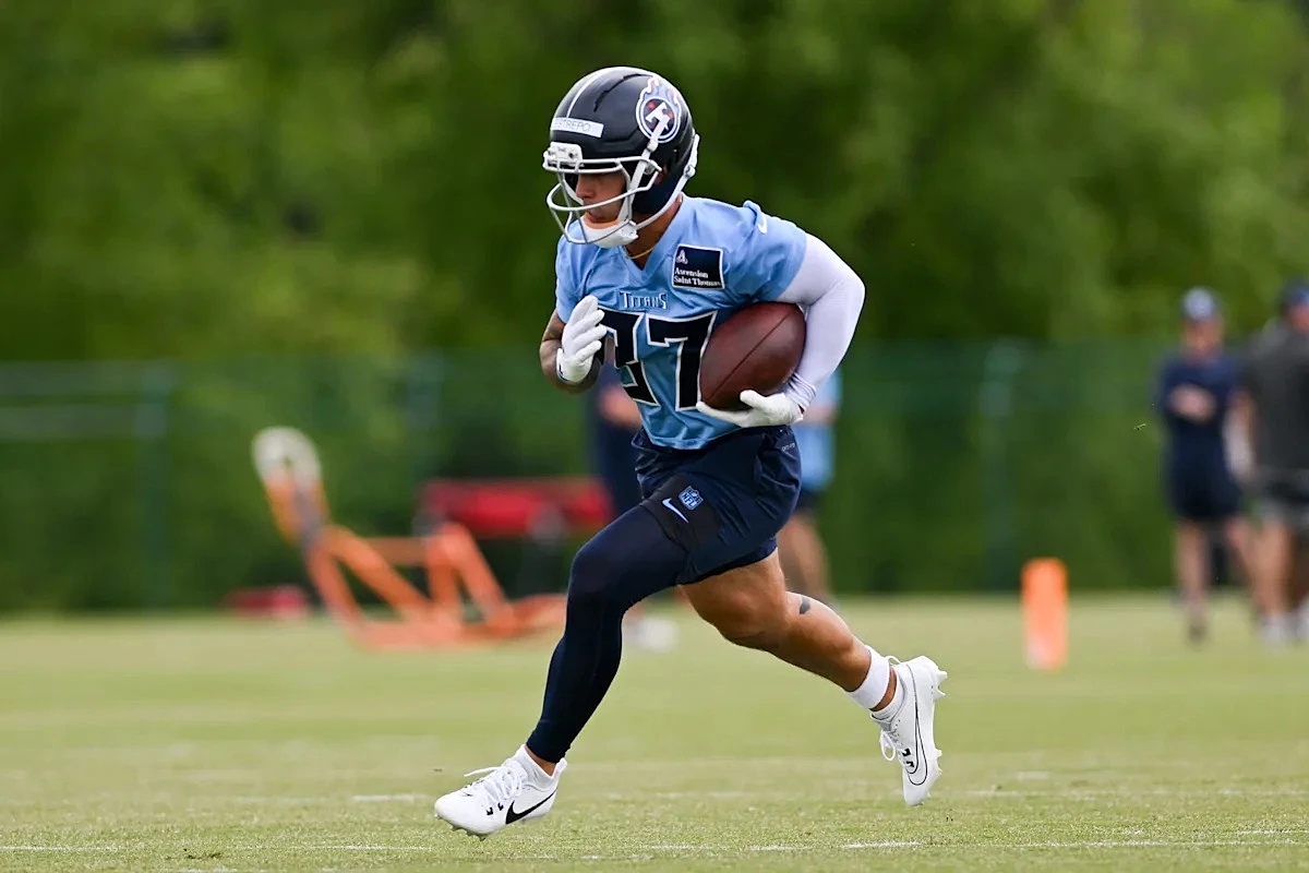Titans second-year wideout Xavier Restrepo on-field at rookie minicamp