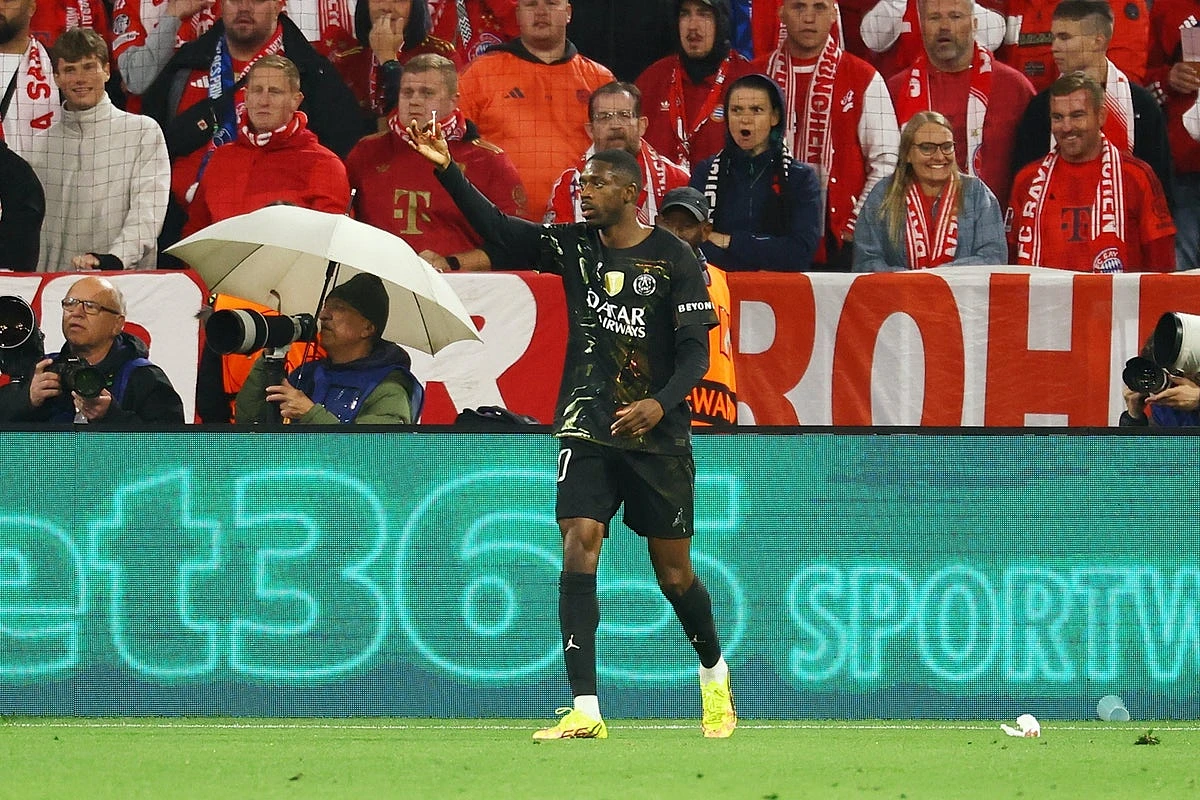 Ousmane Dembele has lighter thrown at him by fans in Bayern v PSG Champions League semi-final