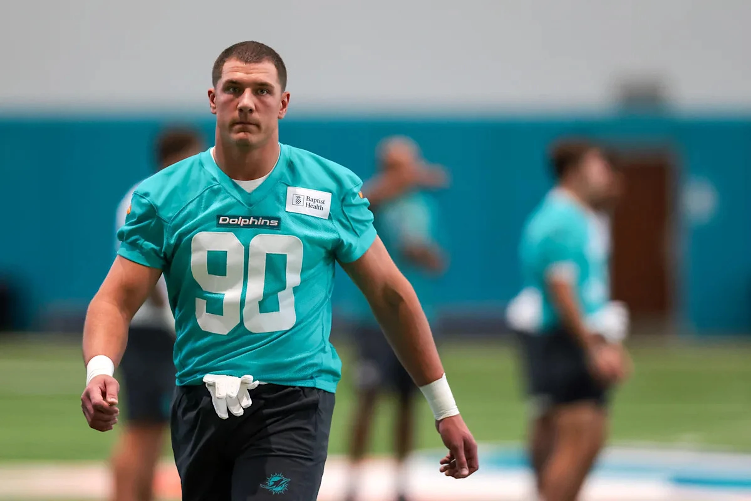 Miami Dolphins UDFA Mason Reiger wearing No. 90, like Badger T.J. Watt