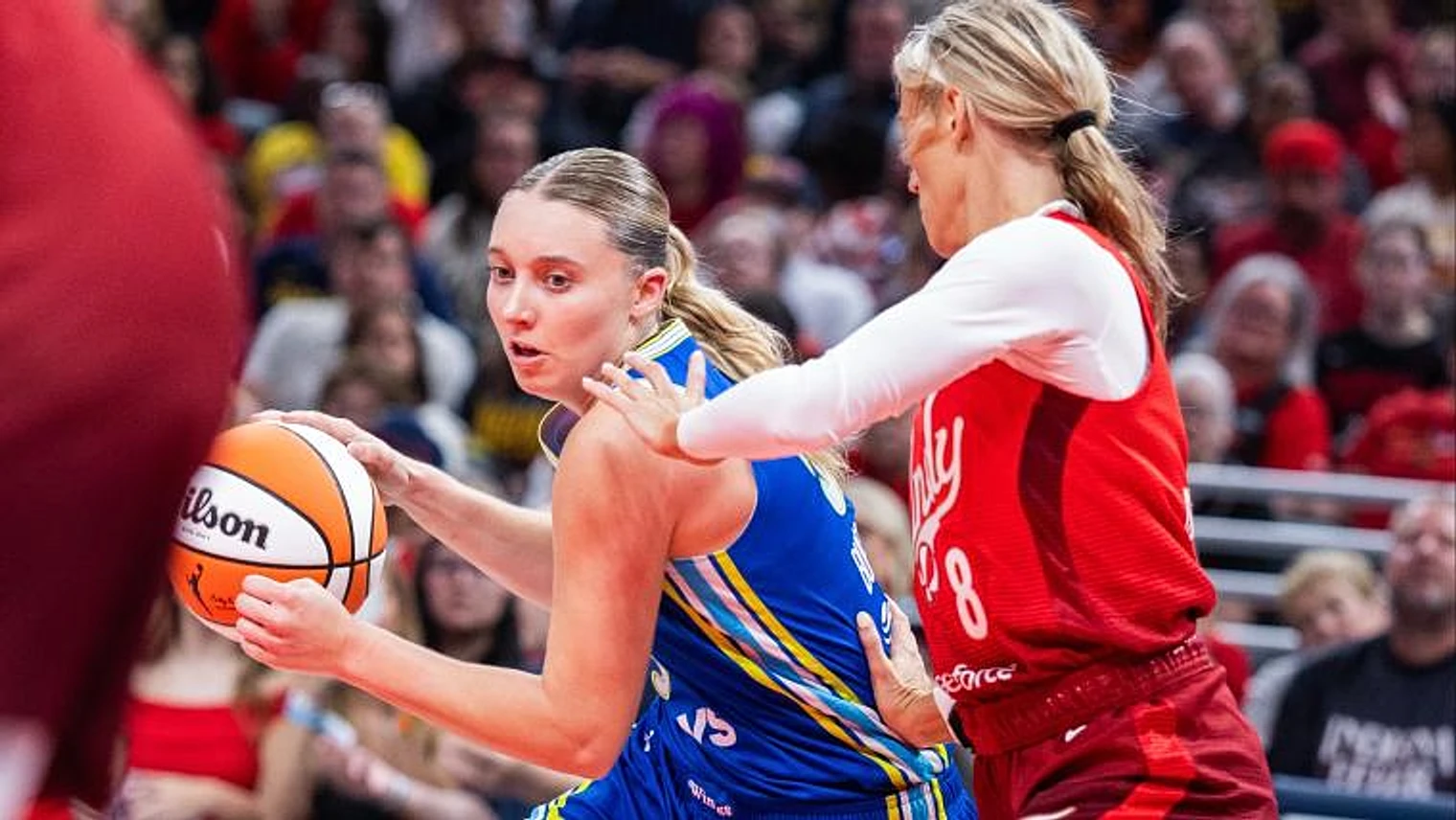 Paige Bueckers hit Sophie Cunningham with the 'too small' in Wings win over Fever