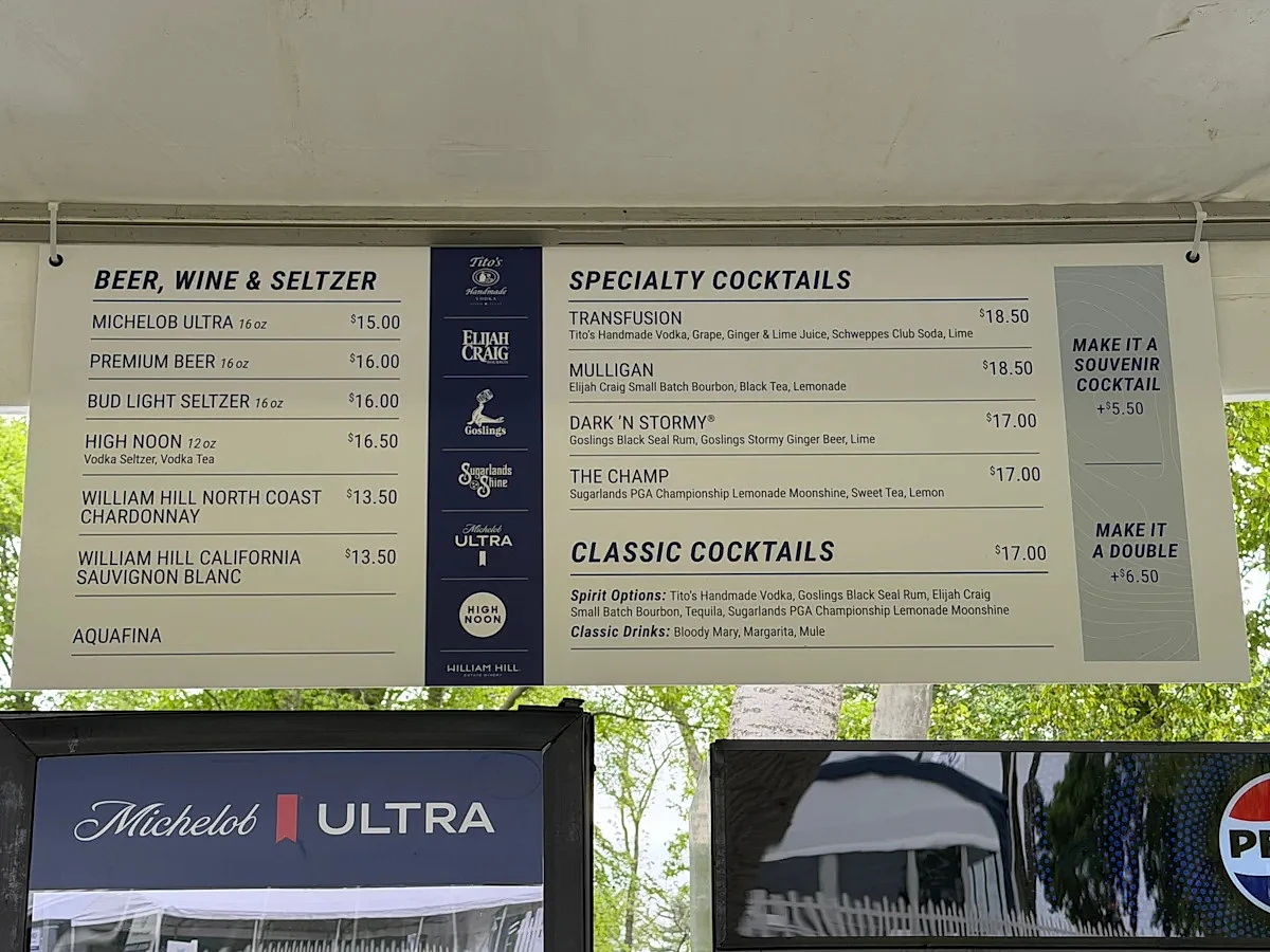 What are the beer and wine prices at the 2026 PGA Championship? See them here