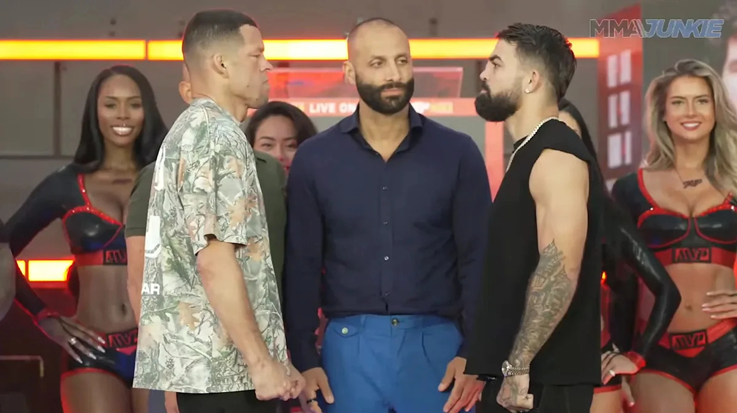 Video: Nate Diaz vs. Mike Perry press conference faceoff