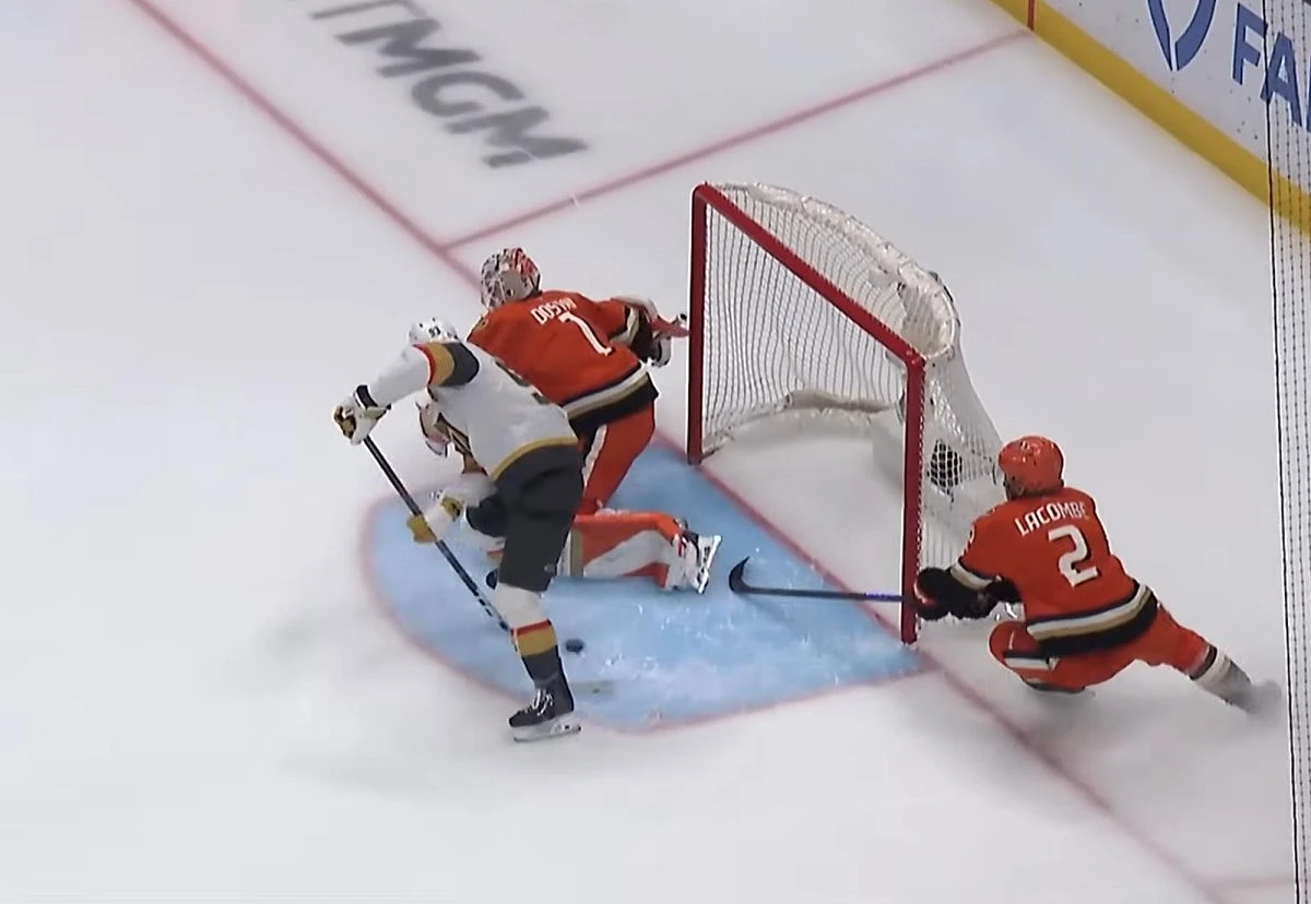 Watch: Golden Knights' Mitch Marner nets between-own-legs playoff goal vs. Ducks