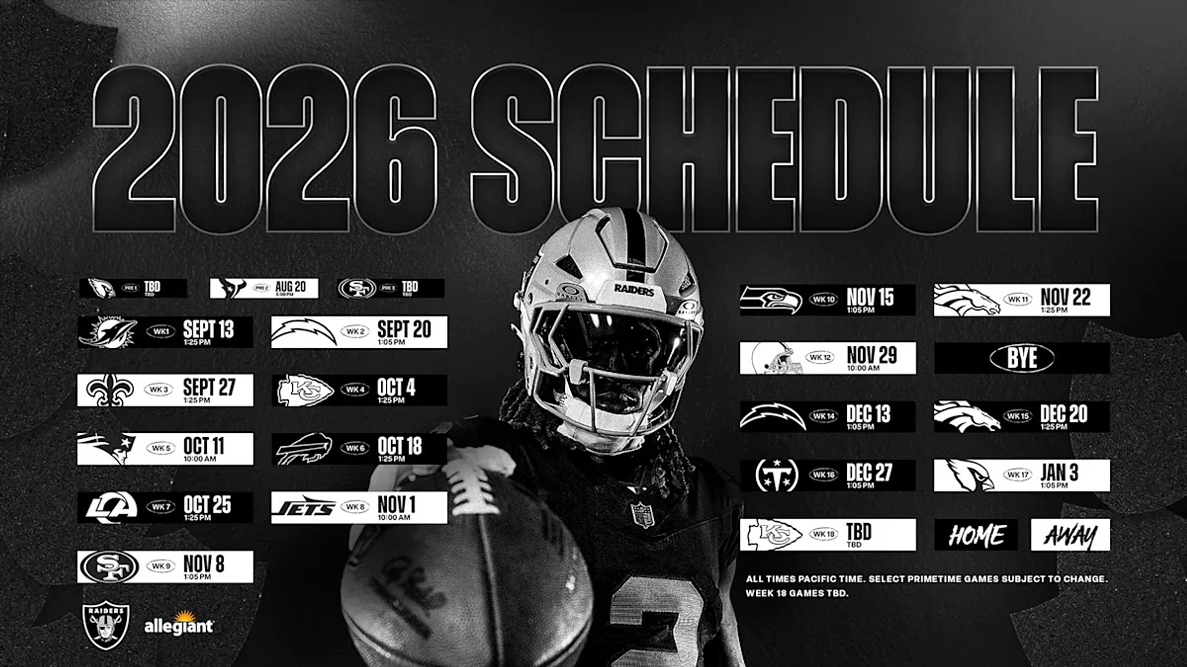 Las Vegas Raiders 2026 Schedule: Zero Primetime Games, Toughest Road Stretch in Years