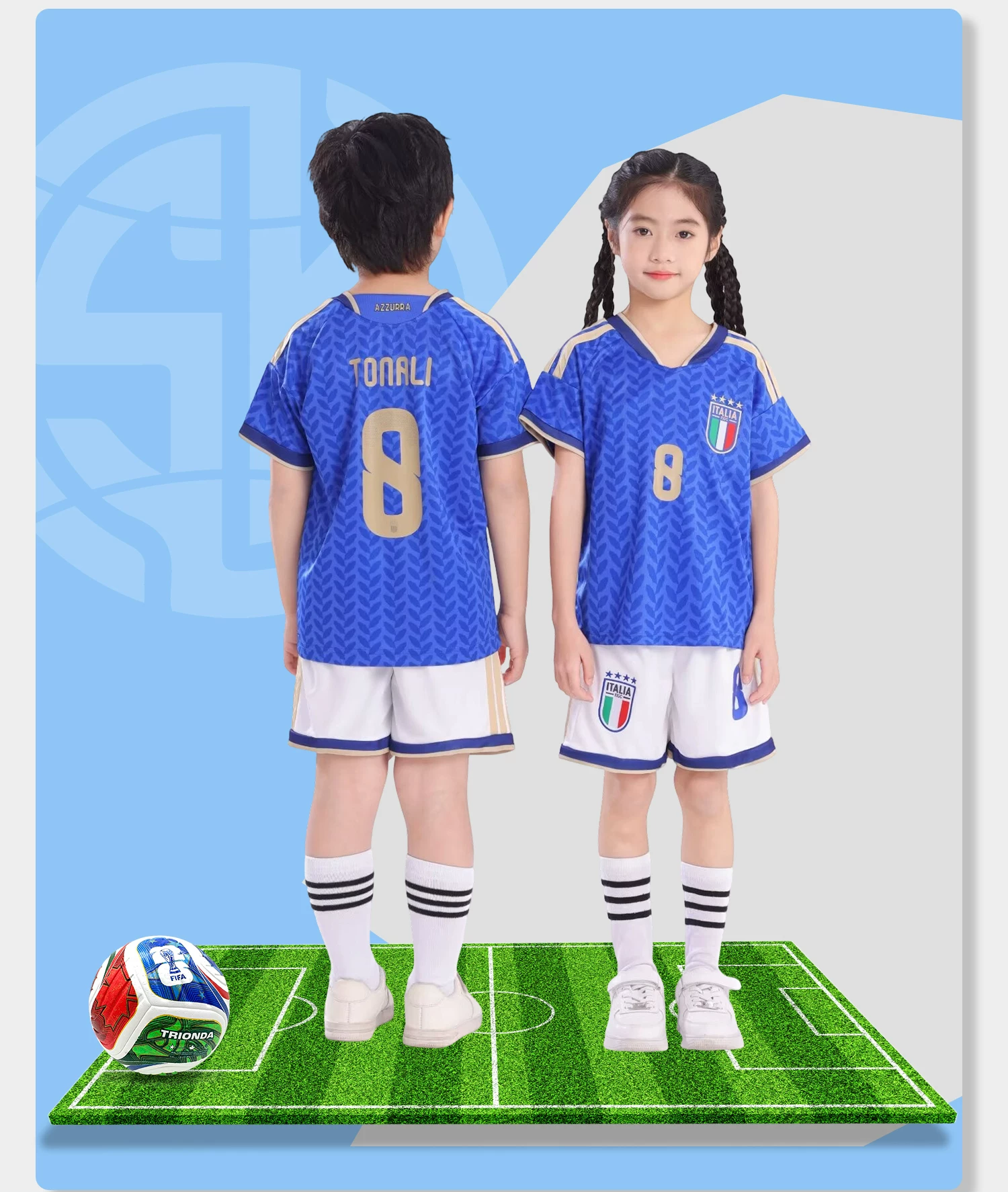 Argentina Messi Kids Football Jersey Set detail 12