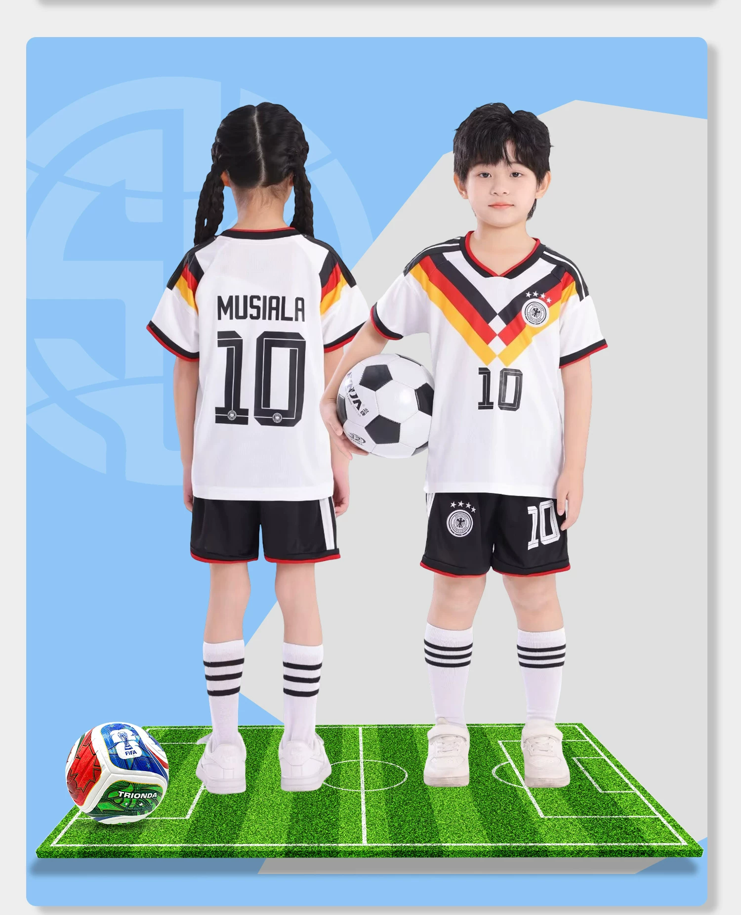 Argentina Messi Kids Football Jersey Set detail 13