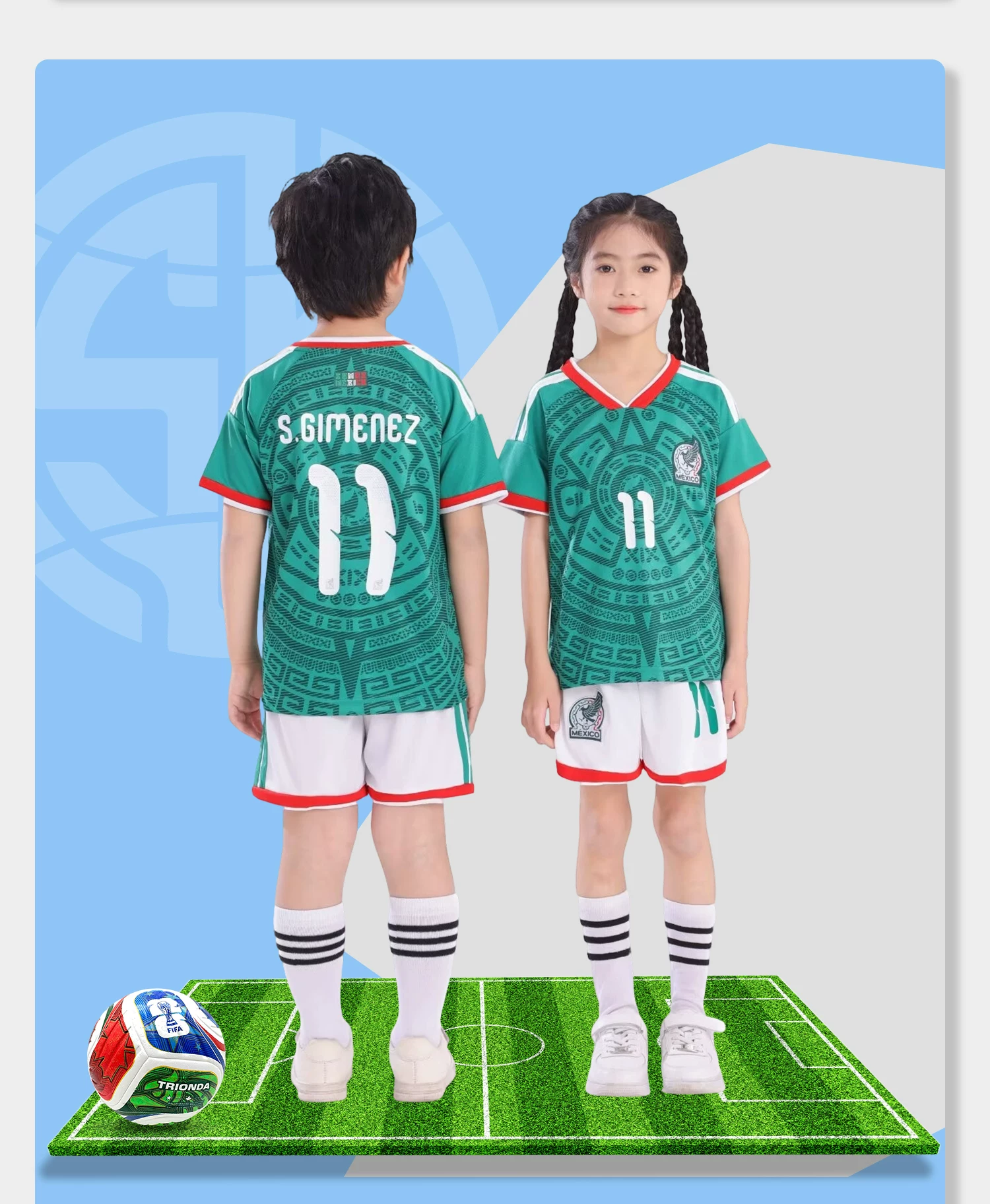 Argentina Messi Kids Football Jersey Set detail 14