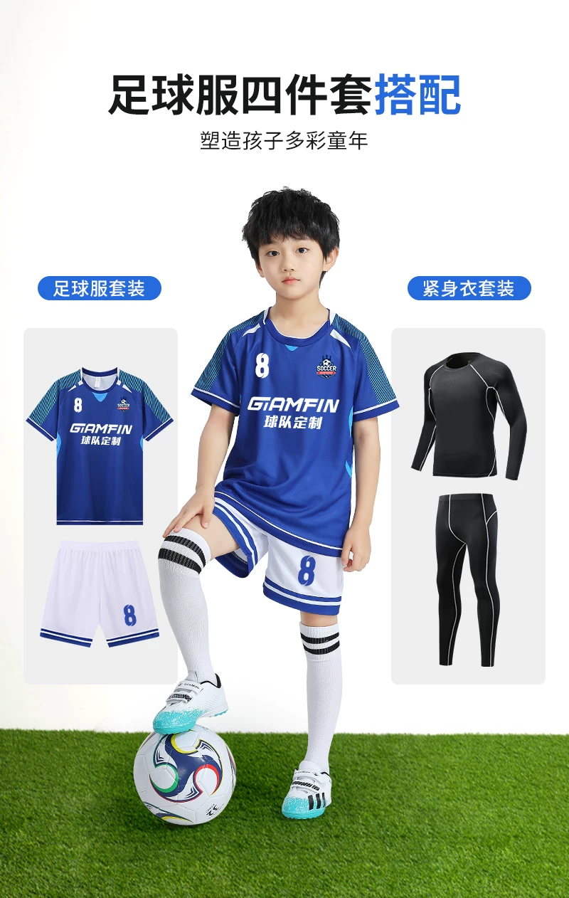 Custom Kids Football Kit Set - Boys & Girls Training Jersey with Printing detail 3