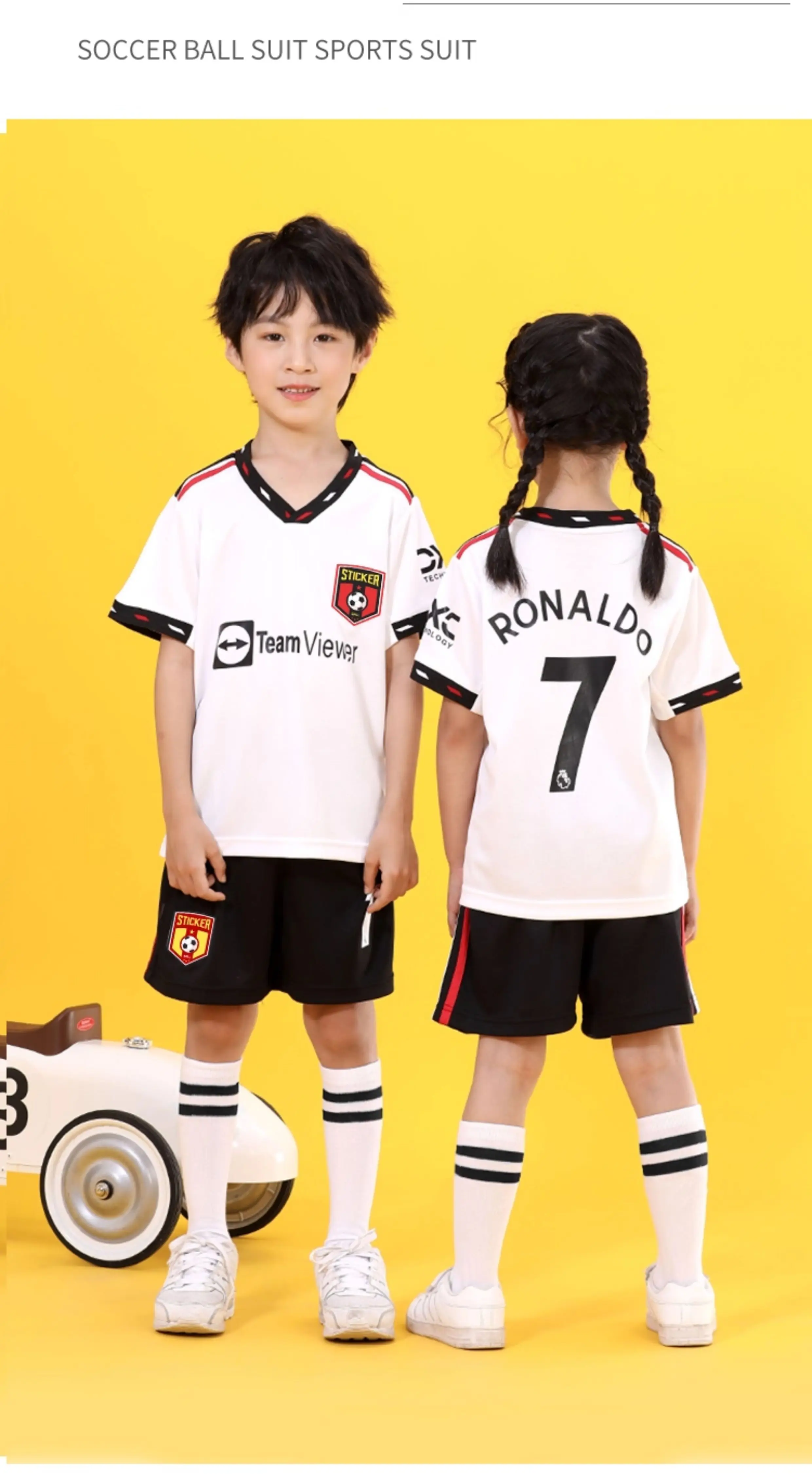 Portugal Ronaldo 7 Youth Football Jersey Set detail 13