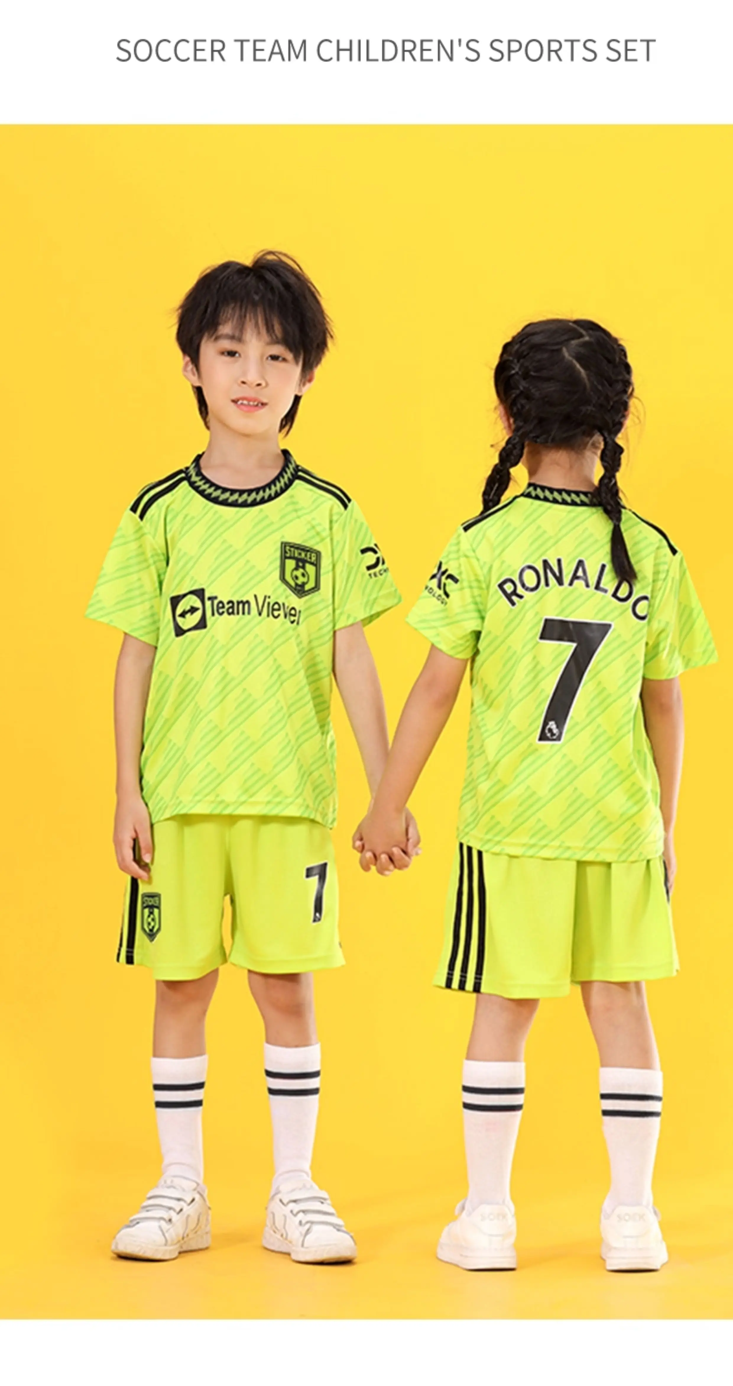 Portugal Ronaldo 7 Youth Football Jersey Set detail 14