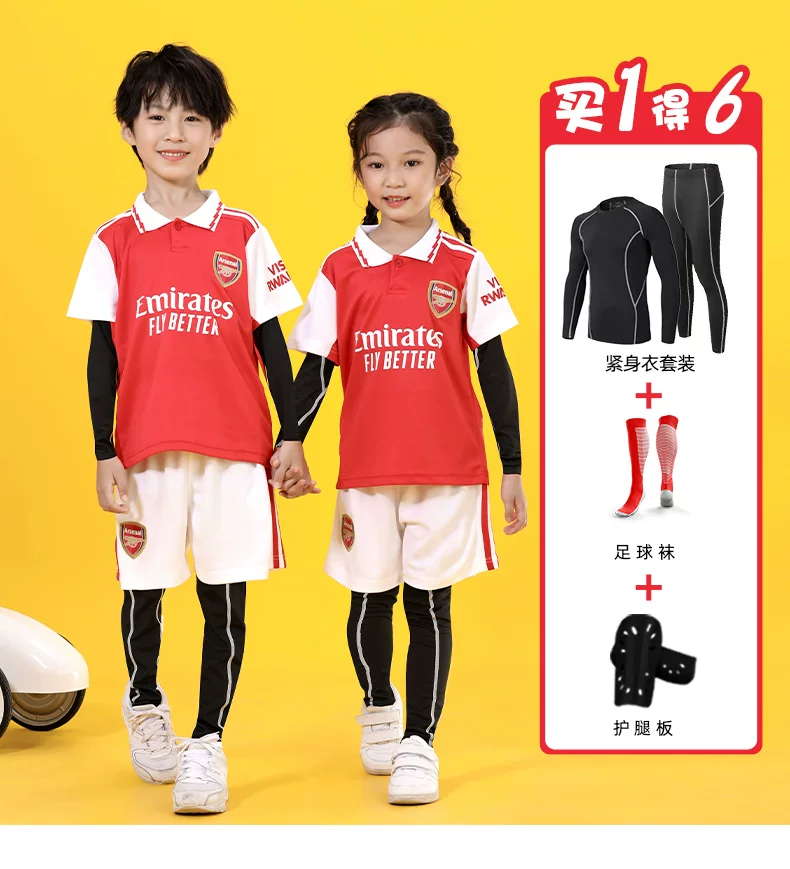 Arsenal Home Jersey Second Away Henry Rice Kids Long Sleeve Retro Black Gold Football Kit detail 9