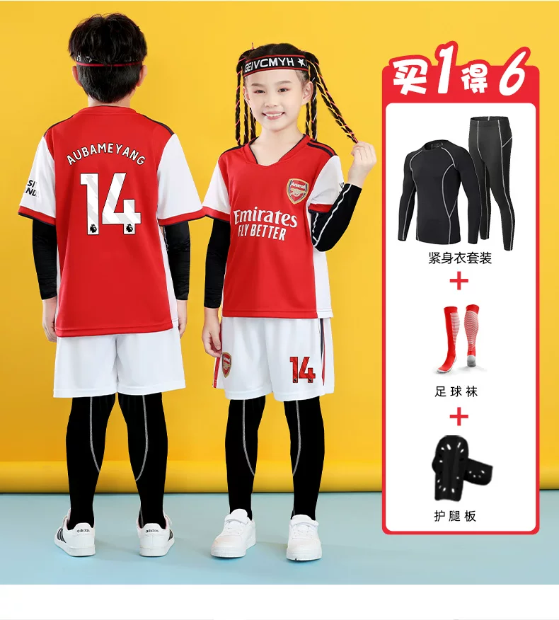 Arsenal Home Jersey Second Away Henry Rice Kids Long Sleeve Retro Black Gold Football Kit detail 10