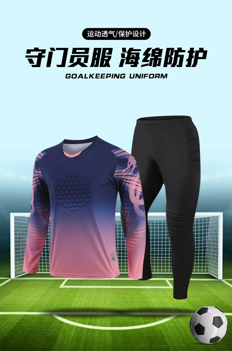 Goalkeeper Jersey Set with Protective Pads - Customizable Adult & Youth Training Kit detail 1