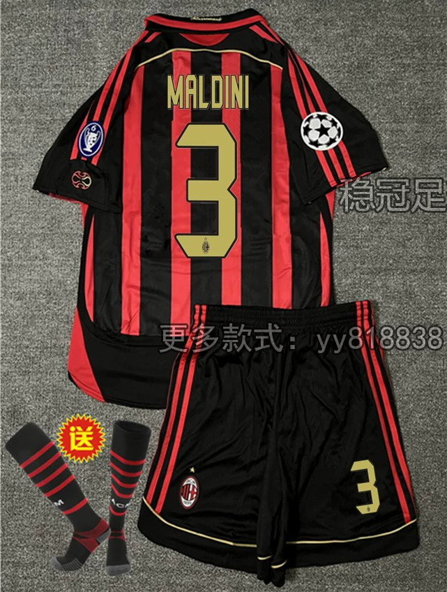 AC Milan 2006-07 Home Jersey #22 Kaka Long Sleeve Football Kit - Pirlo, Ronaldo Retro Children's Set detail 11