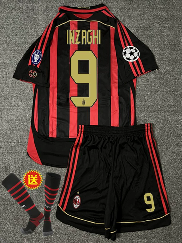 AC Milan 2006-07 Home Jersey #22 Kaka Long Sleeve Football Kit - Pirlo, Ronaldo Retro Children's Set detail 13
