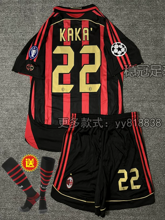 AC Milan 2006-07 Home Jersey #22 Kaka Long Sleeve Football Kit - Pirlo, Ronaldo Retro Children's Set detail 16