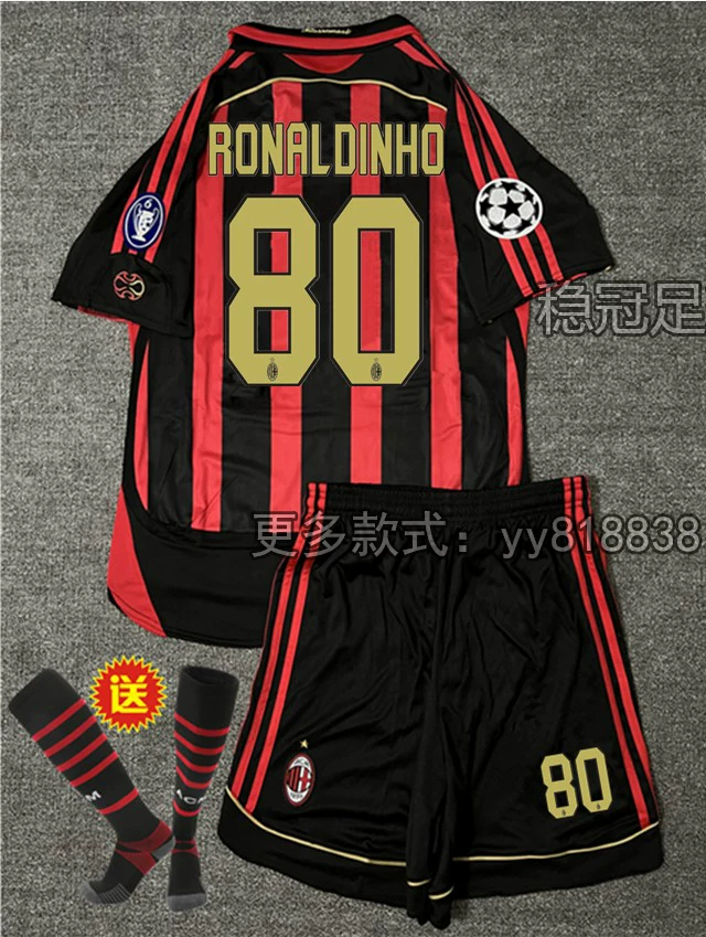 AC Milan 2006-07 Home Jersey #22 Kaka Long Sleeve Football Kit - Pirlo, Ronaldo Retro Children's Set detail 17