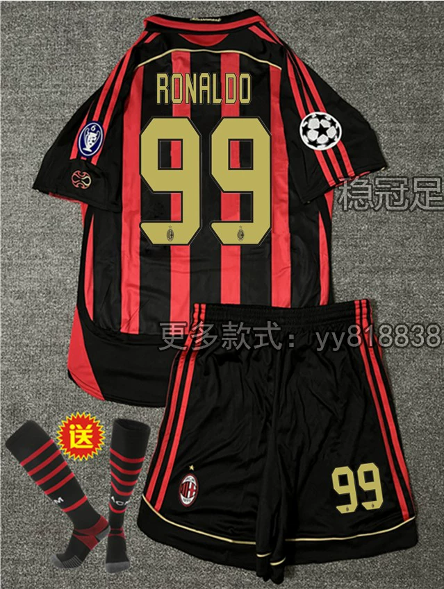 AC Milan 2006-07 Home Jersey #22 Kaka Long Sleeve Football Kit - Pirlo, Ronaldo Retro Children's Set detail 18