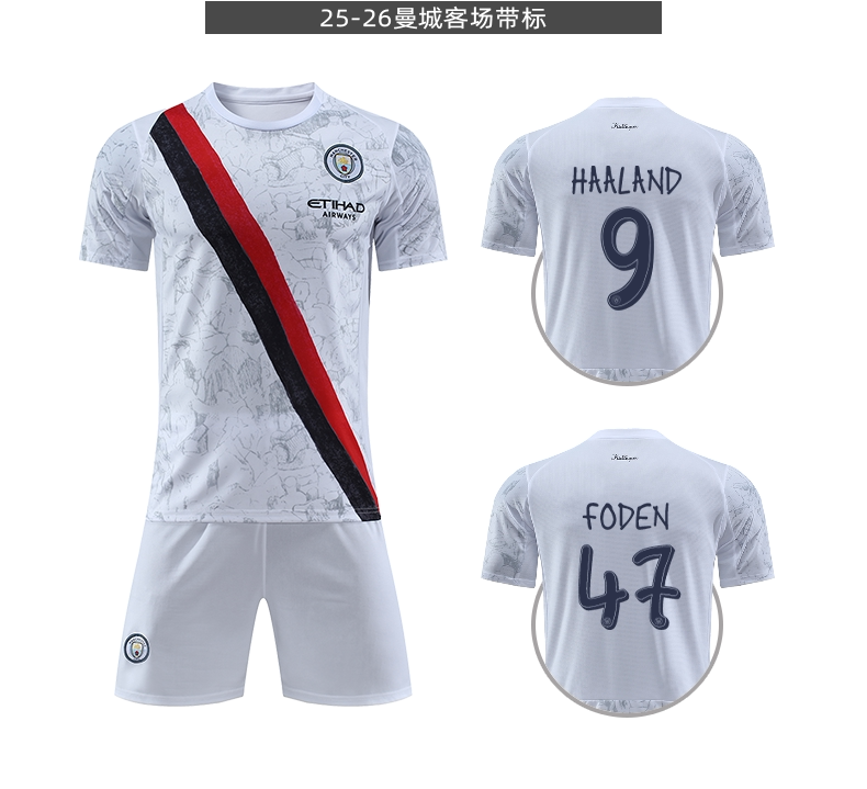 Manchester City 2526 Home/Away Jersey Kit with Haaland & De Bruyne Customizable Set detail 7