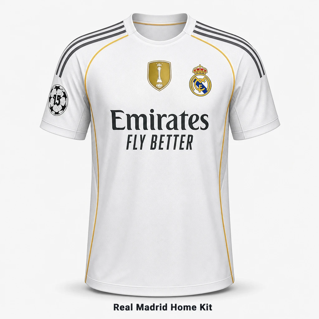 2526 Real Madrid Home Jersey #10 Mbappé #5 Bellingham #8 Valverde Short Sleeve