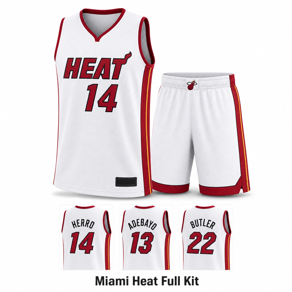 25-26 Miami Heat Herro #14, Adebayo #13, Butler #22 Fan Jersey & Shorts