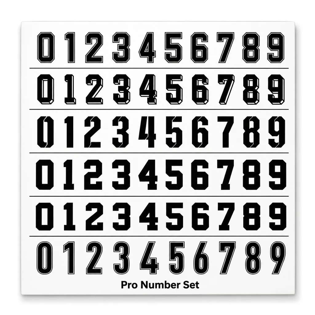 PS Football World Cup League NBA Basketball Premier League Serie A Ligue 1 Jersey Number Font Set