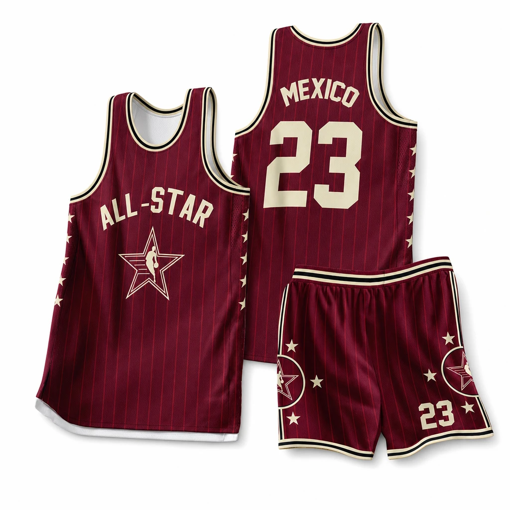 Custom All-Star Basketball Jersey Set - Quick-Dry Red Team Uniform