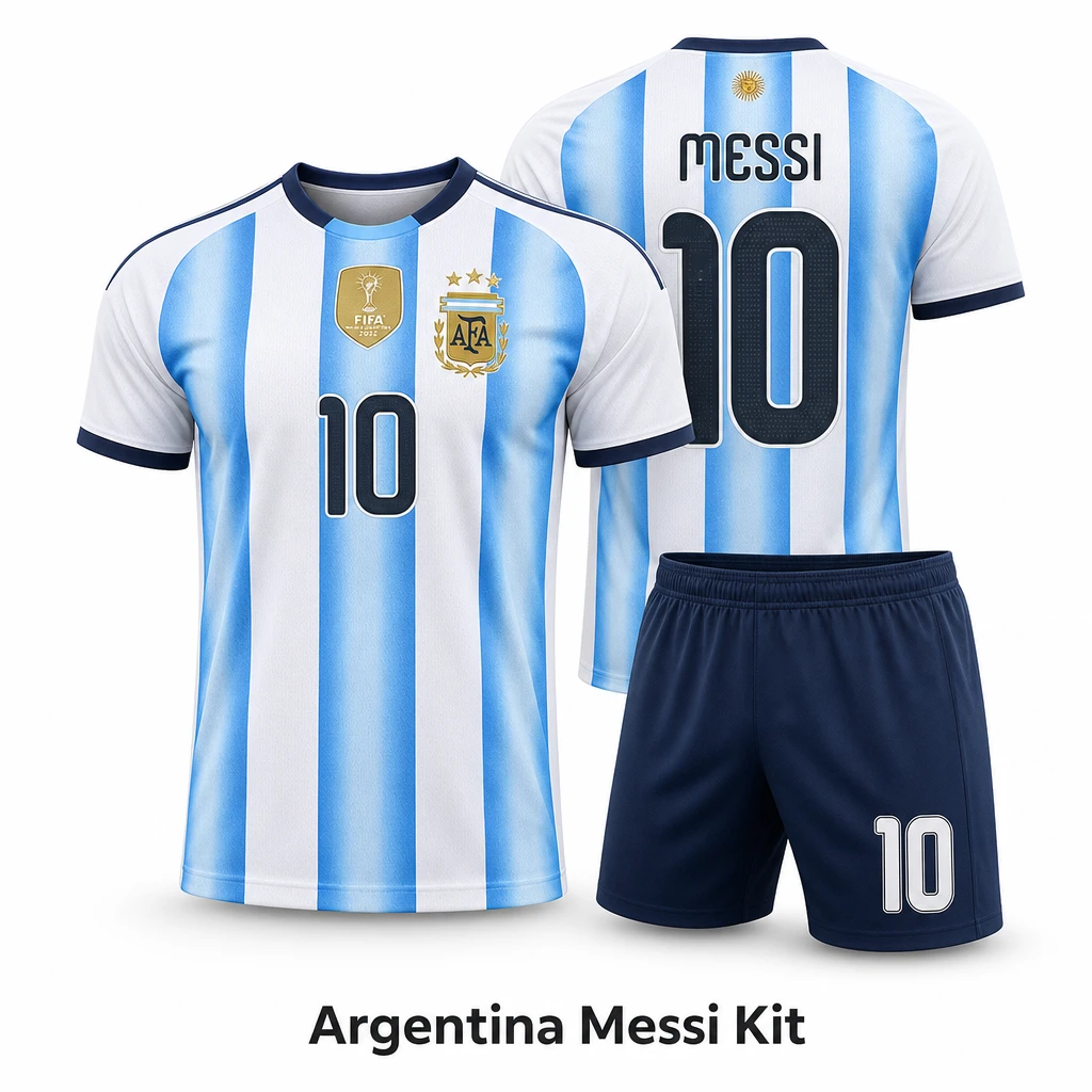 2026 Argentina World Cup Messi Jersey - Quick-Dry Soccer Training & Match Kit