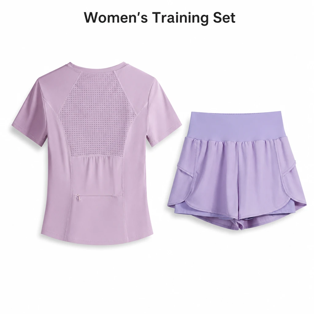 Women's Summer Quick-Dry Running & Sports Jersey Set with Back Phone Pocket