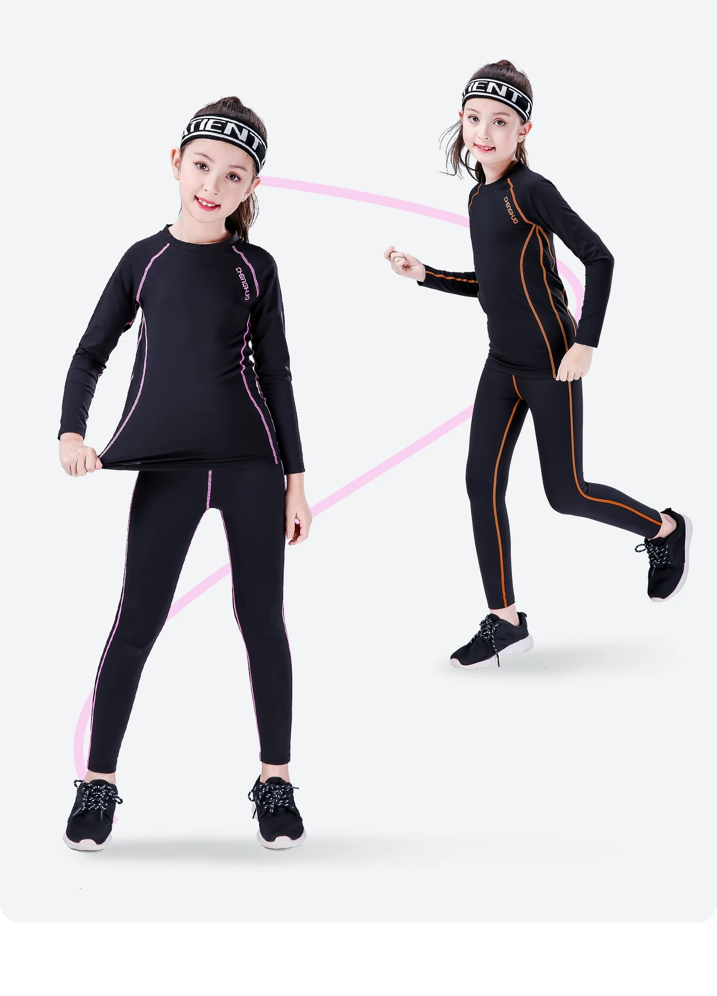 Orange Fire Kids Basketball Training Jersey - Girls' Football Base Layer Set detail 12