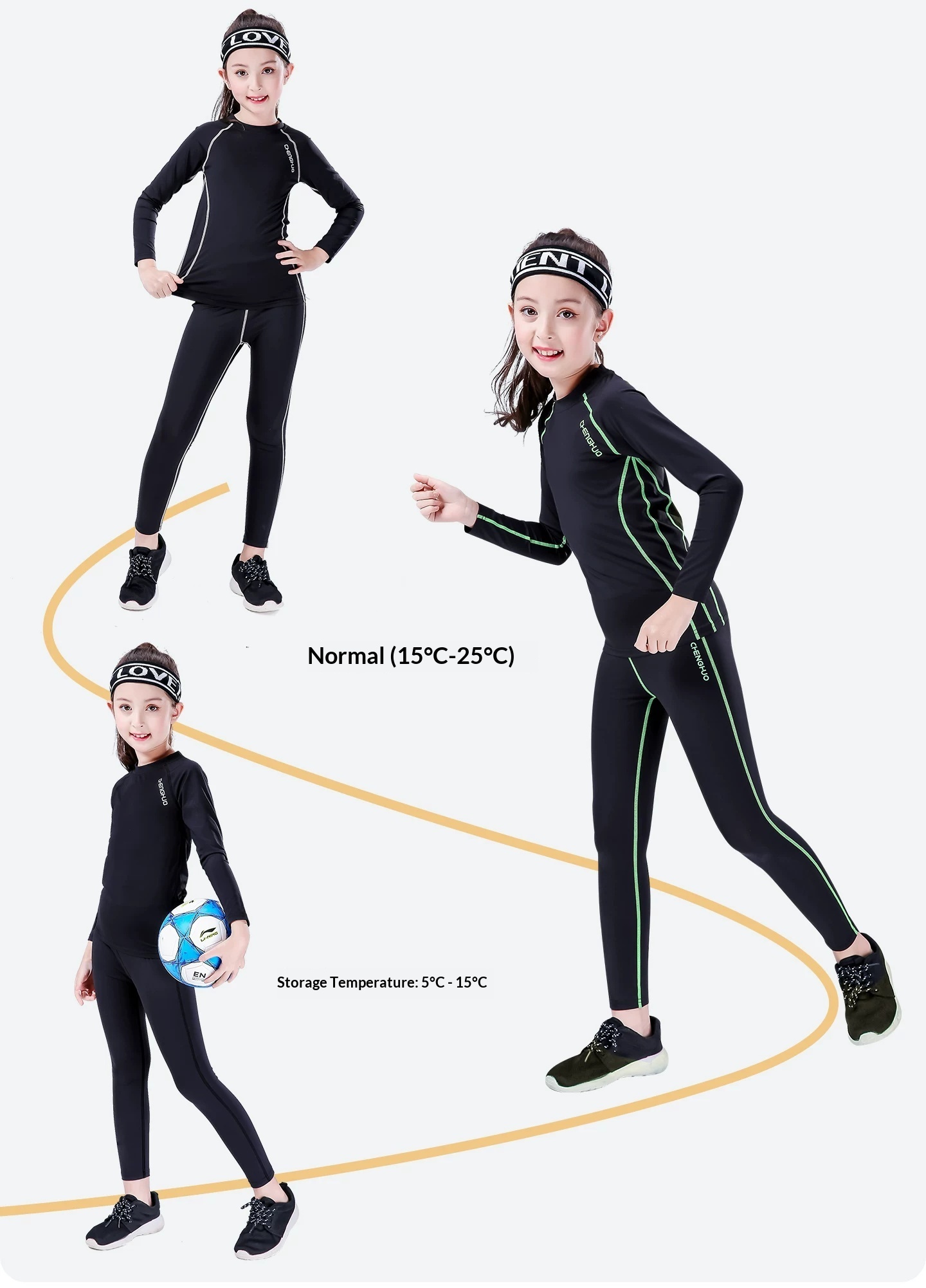 Orange Fire Kids Basketball Training Jersey - Girls' Football Base Layer Set detail 14