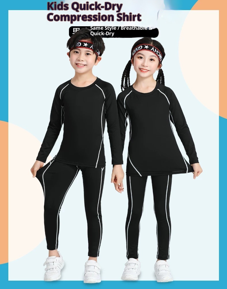 Boys Girls Basketball Training Compression Set with Fleece Lining detail 1