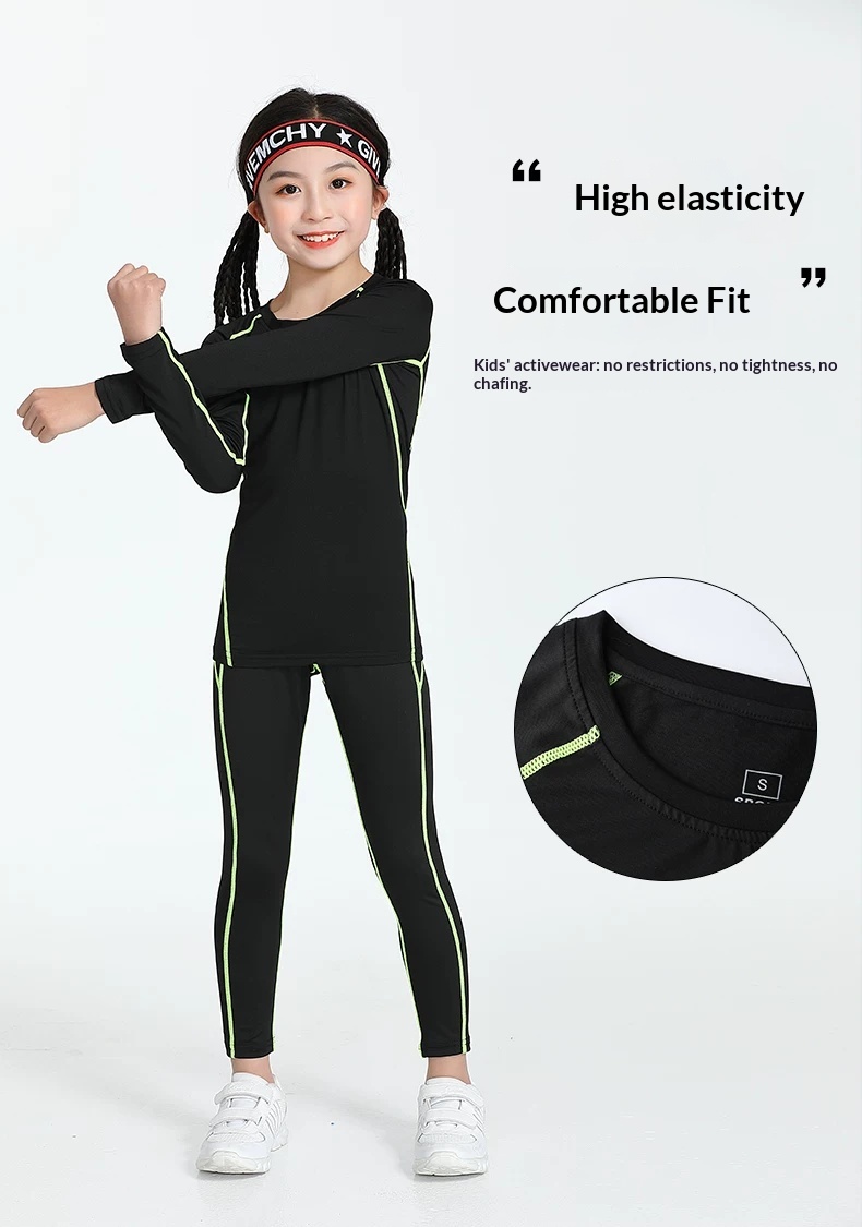 Boys Girls Basketball Training Compression Set with Fleece Lining detail 4