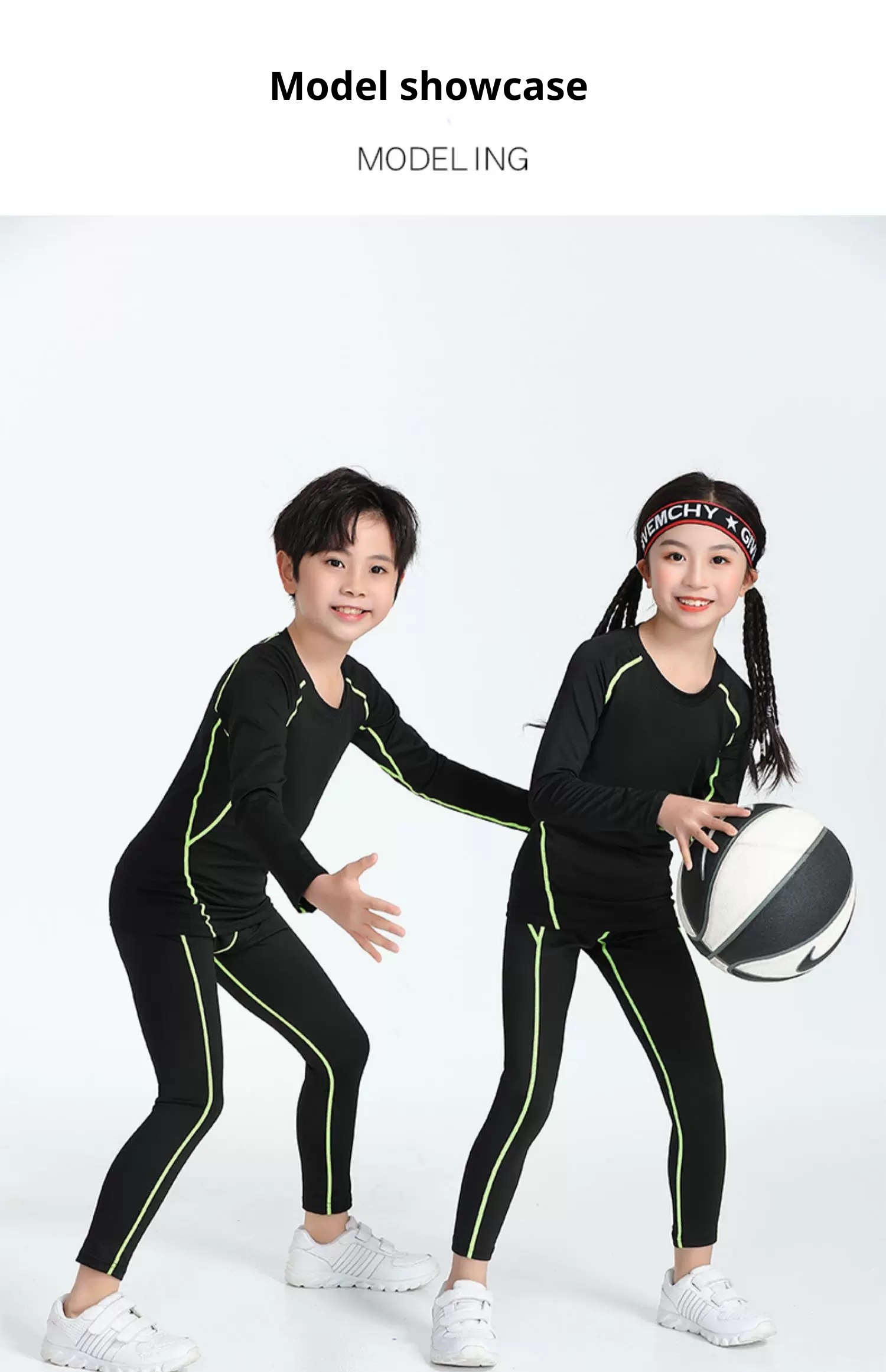 Boys Girls Basketball Training Compression Set with Fleece Lining detail 10