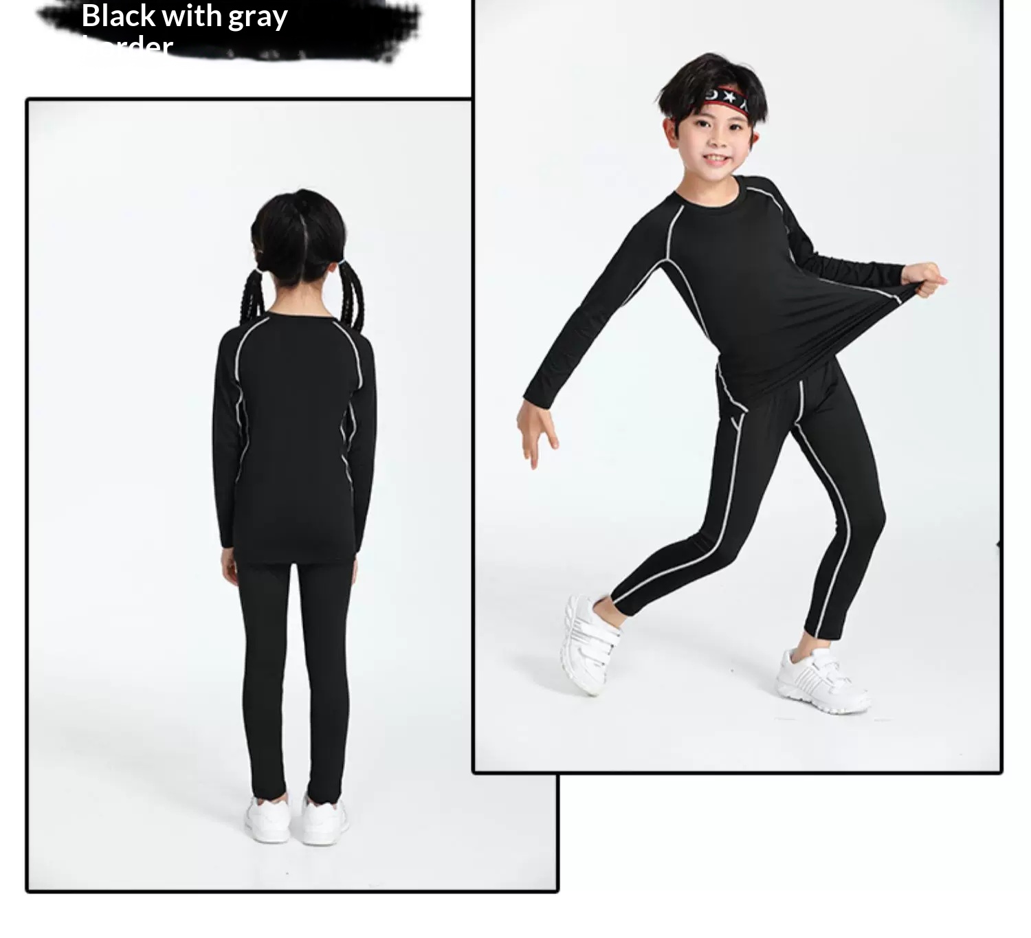 Boys Girls Basketball Training Compression Set with Fleece Lining detail 13