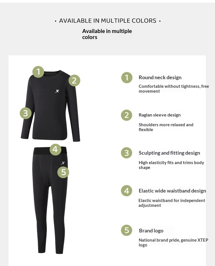 XTEP Kids Compression Training Suit - Football Basketball Base Layer Set detail 13
